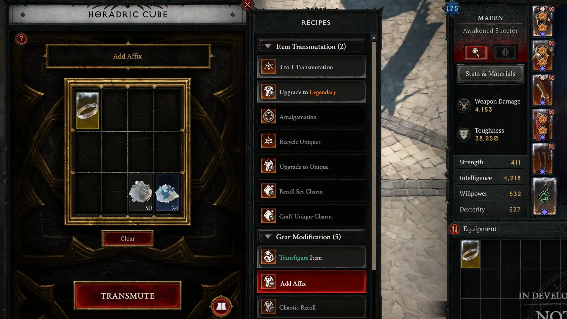 Diablo 4 Lord of Hatred Horadric Cube Interface