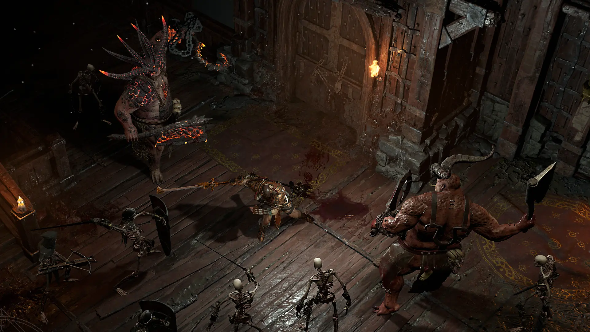 Two Butcher attacking the player during a Nightmare Dungeon run in Diablo 4 Season 12