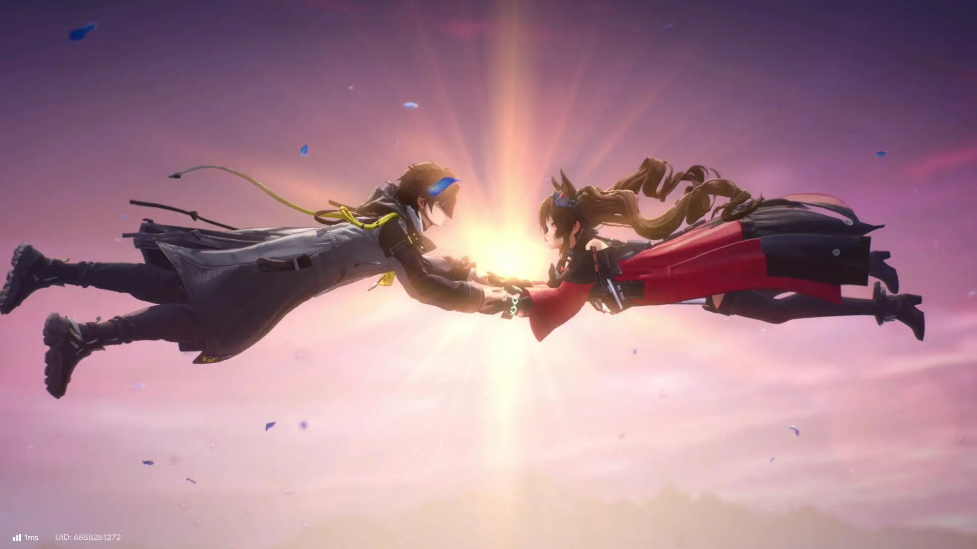 Gilberta and the Endmin in Arknights: Endfield floating in the air