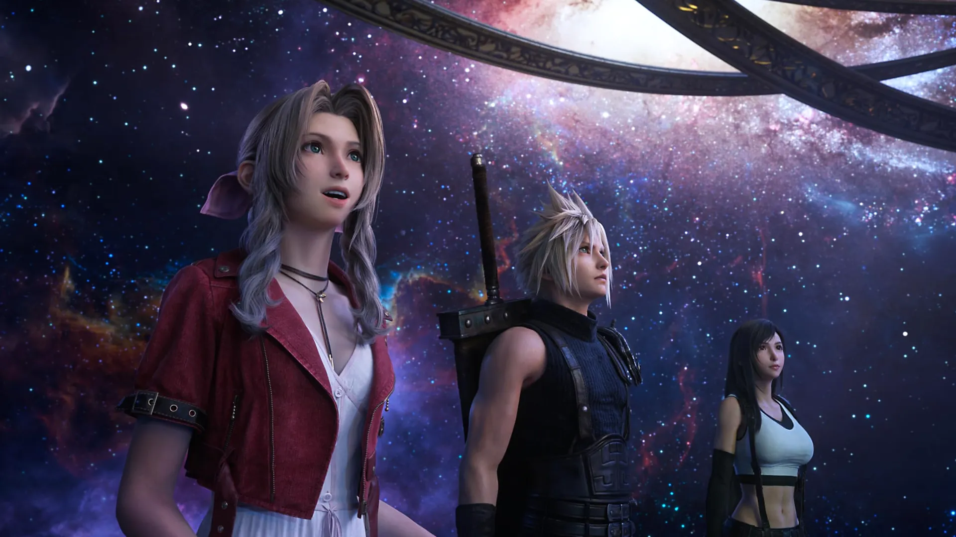 Final Fantasy 7 Rebirth Cosmos Cinematic Scene with Aerith, Cloud and Tifa