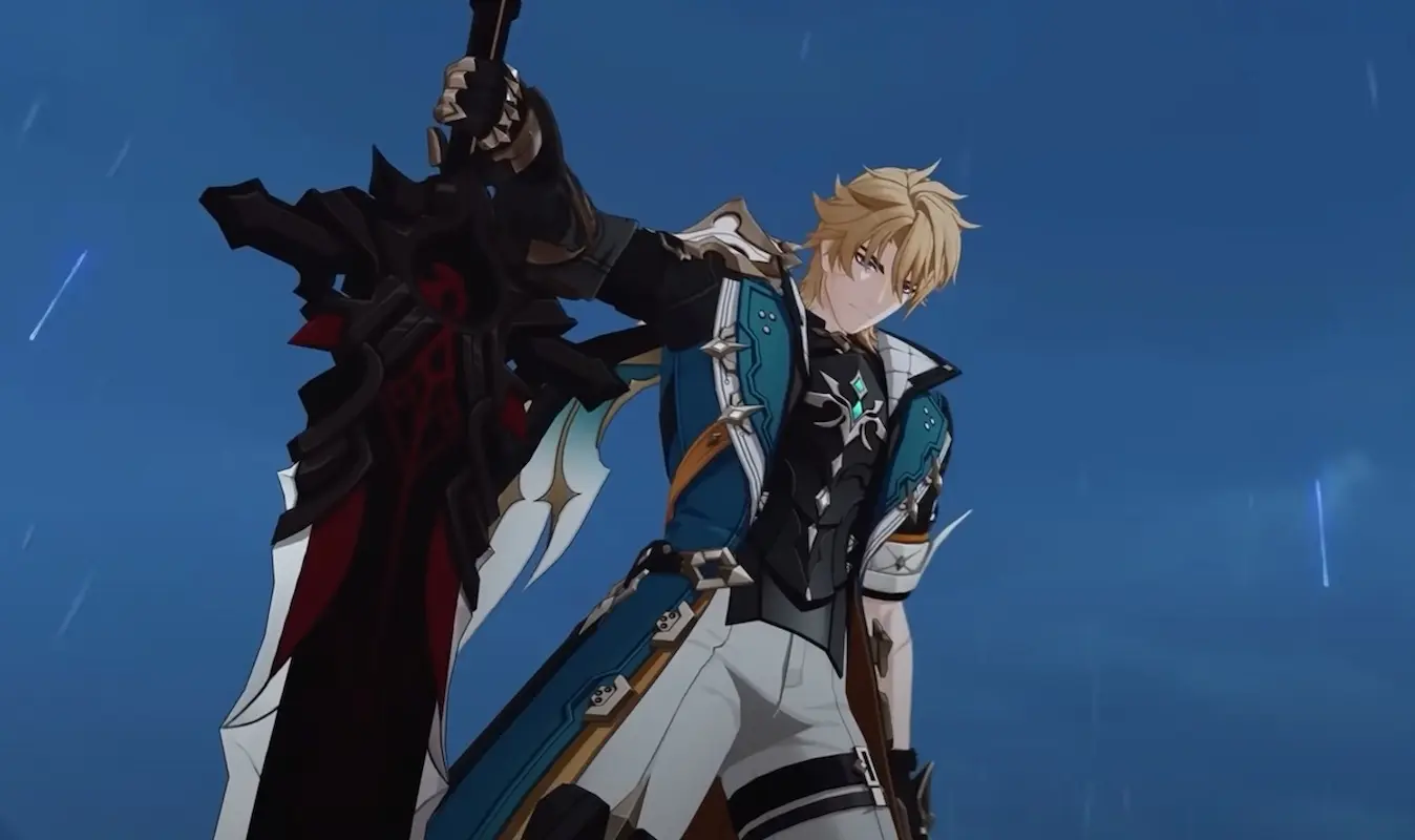 Varka in Genshin Impact holding his sword