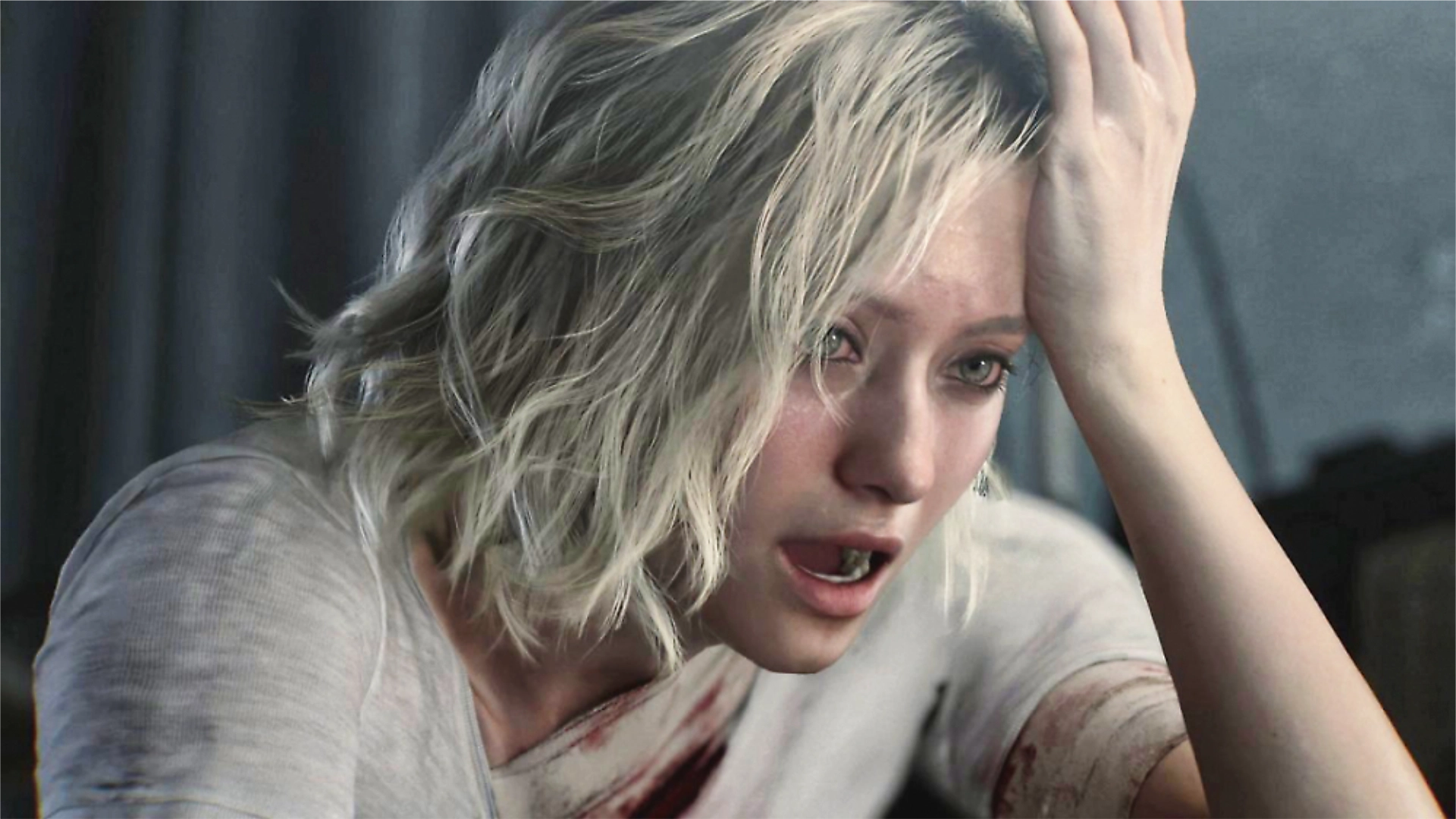 Grace Ashcroft visibly in shock as seen in one of the official Resident Evil Requiem Trailers