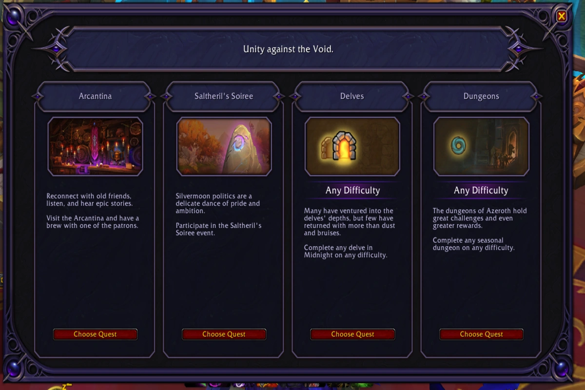 Weekly quests in WoW Midnight