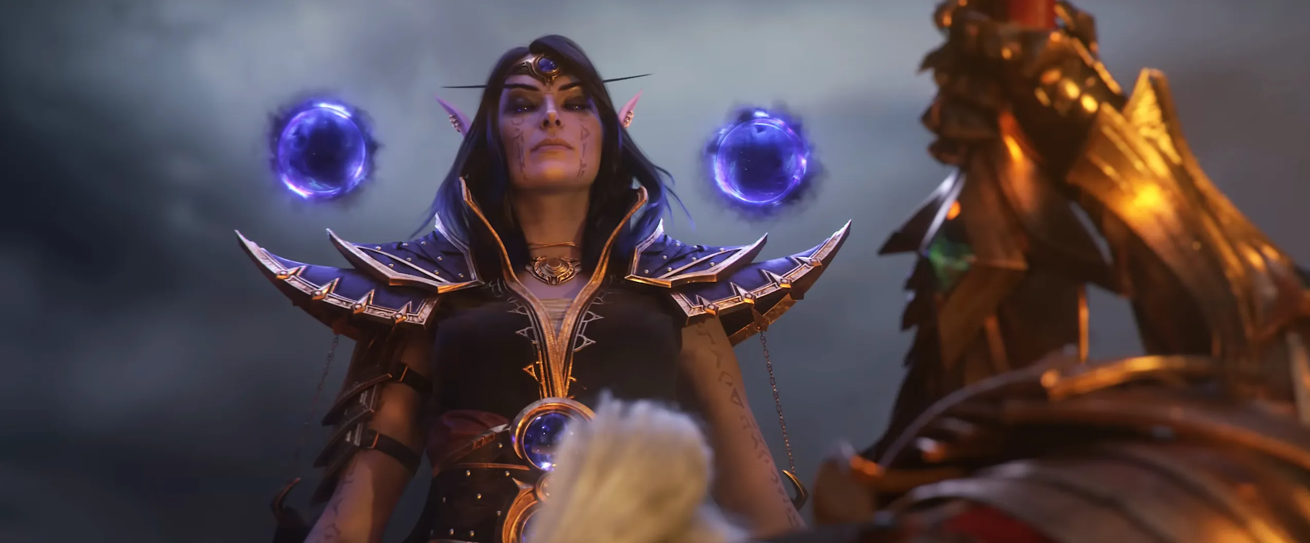 World of Warcraft Midnight Cinematic still of Xal'atath looking at Lorthemar