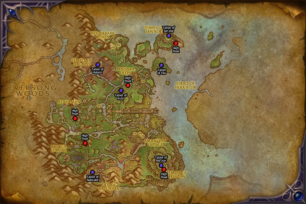 Zul'Aman achievement map