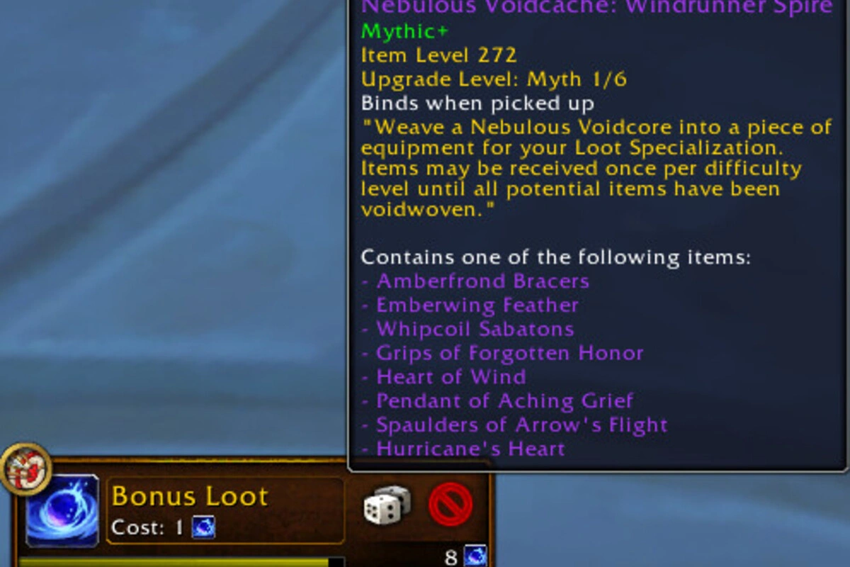 A screenshot of a bonus loot roll.
