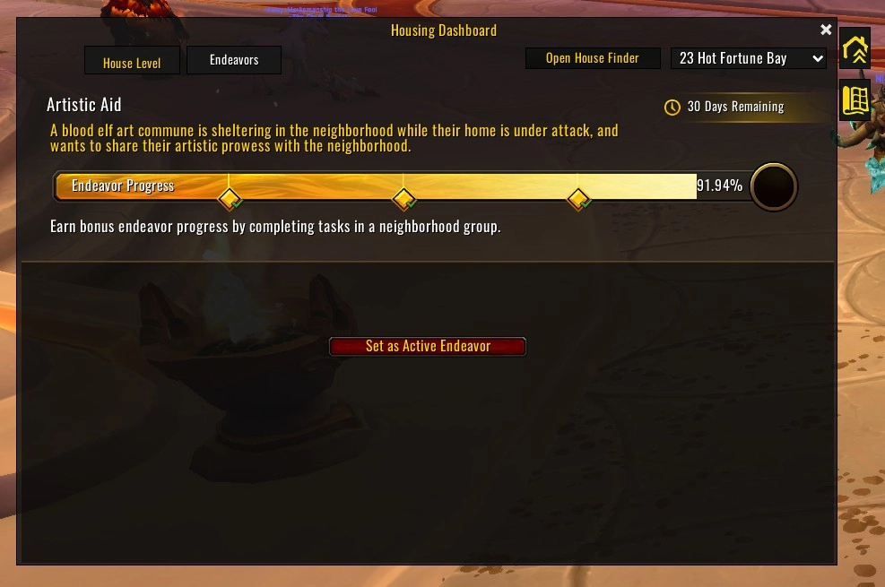 The Endeavors Tab displaying community progression through the currently active endeavor