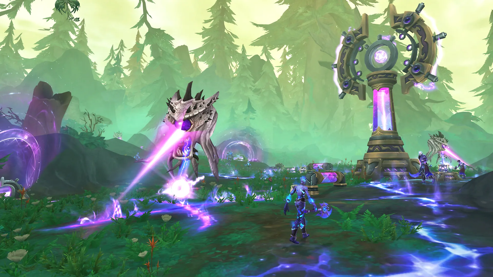 Void is taking over a peaceful forest in this preview image of WoW Midnight for Patch 12.0.5