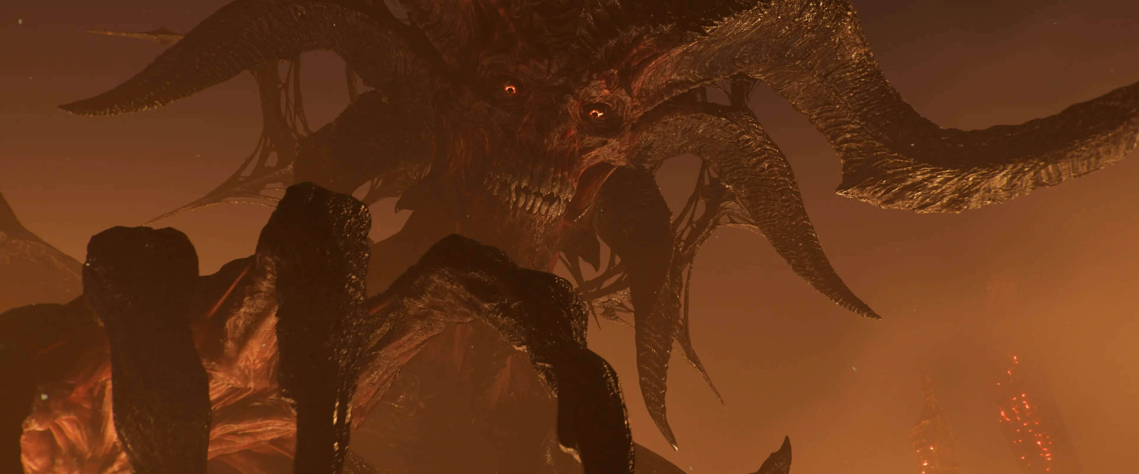 Diablo 4's Mephisto looming over a platform