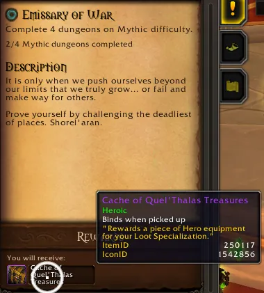 Emissary of War weekly quest.