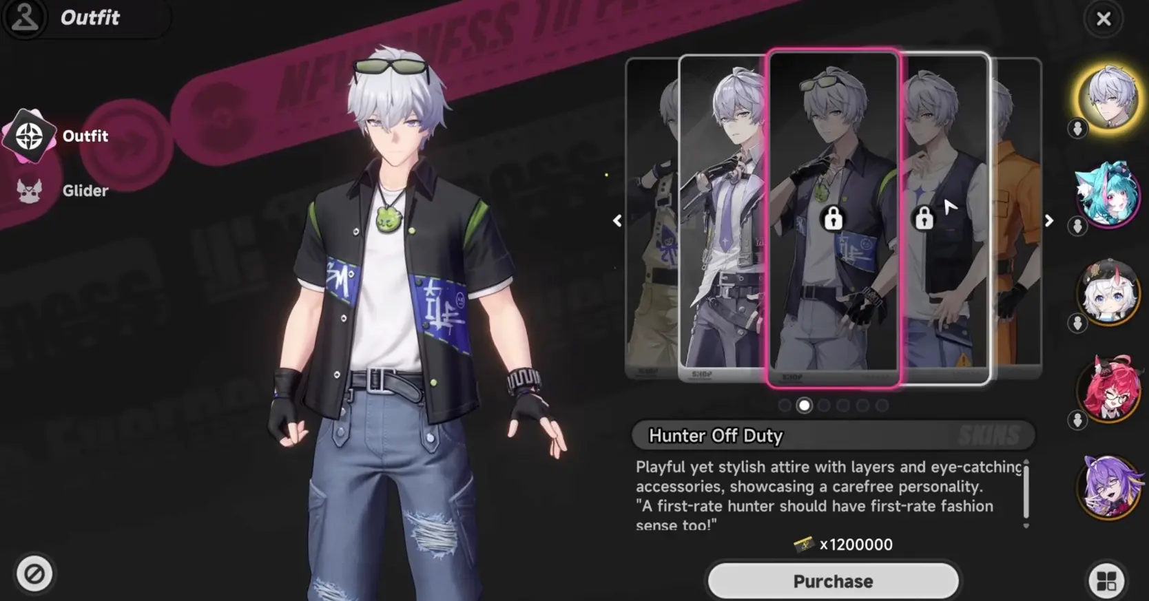 Neverness to Everness character customization, Zero the main character skins