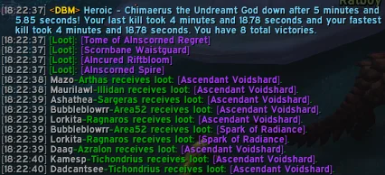 Multiple Ascendant Voidshards from Heroic Chimaerus.