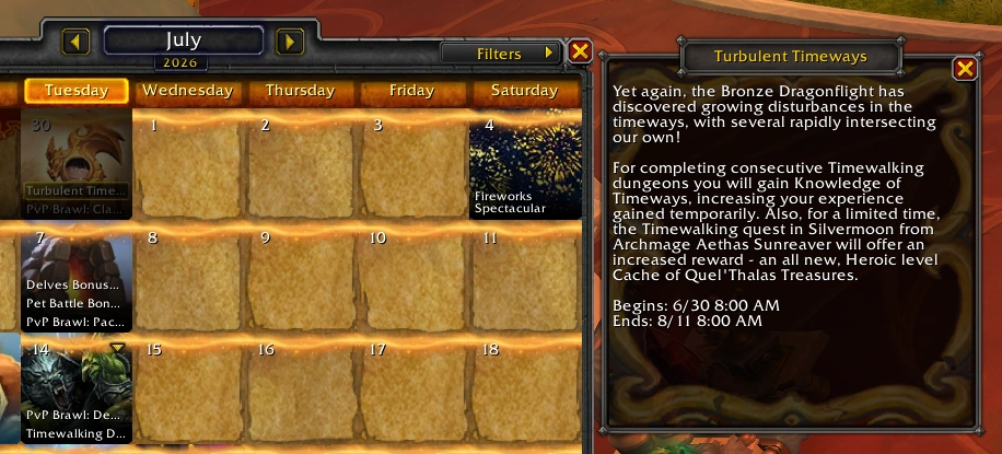 Turbulent Timeways PTR schedule