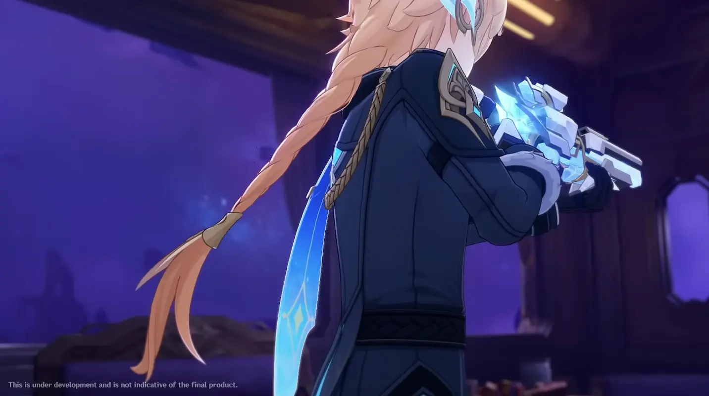 Genshin Impact Aether Traveler with a gun