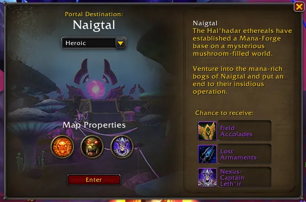 Naigtal entrance menu.