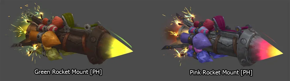 Green and Pink PH Rocket Mounts.
