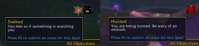 Debuffs indicating you're being hunted.