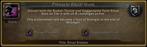 Pinnacle Ritual Work achievement.
