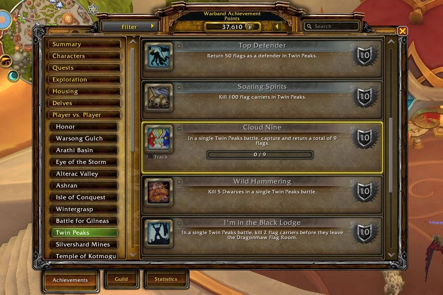 a screenshot of the cloud nine achievement
