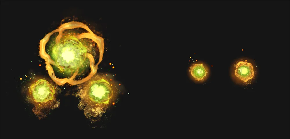 Particle effects from the Mycomancer's Hearthspore.
