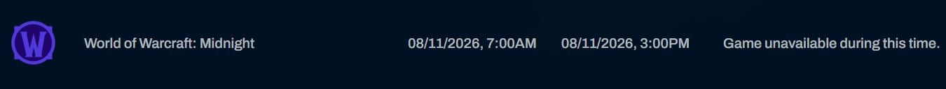 Blizzard weekly maintenance schedule for NA servers