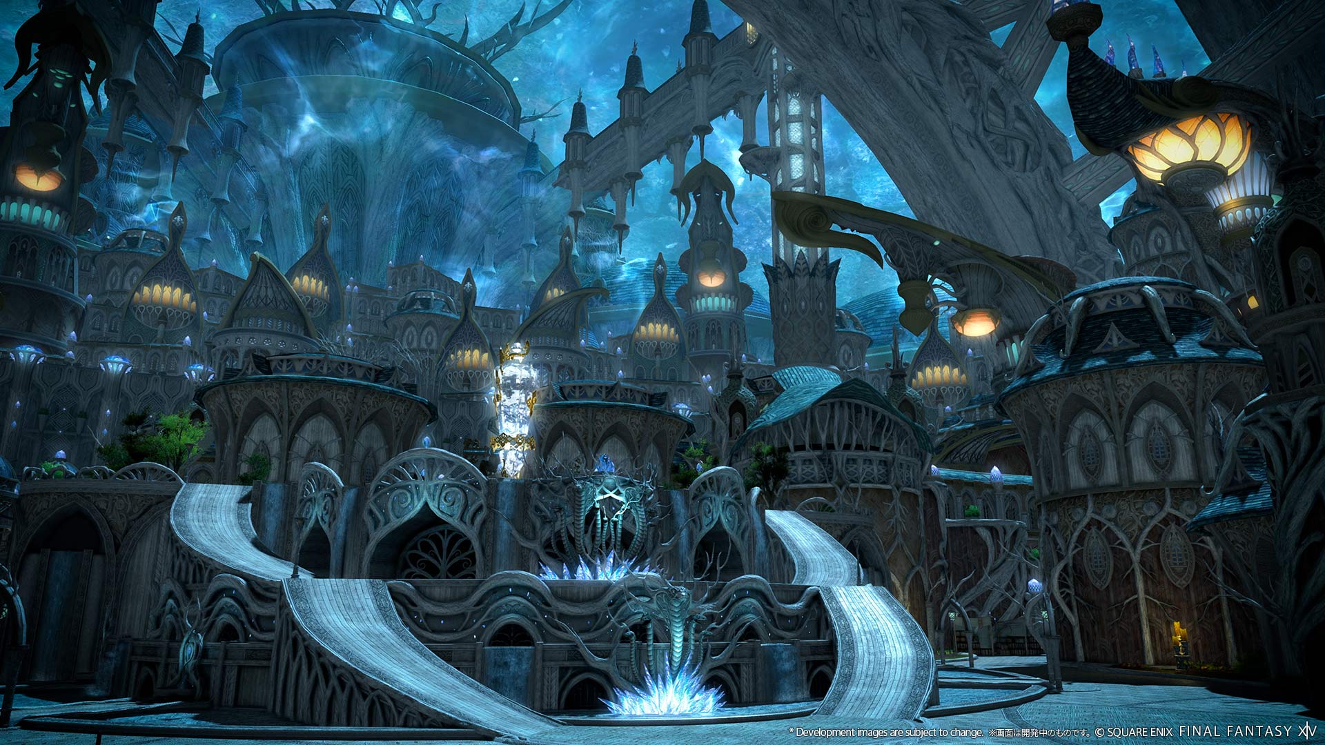 View of a large city in a cold climate