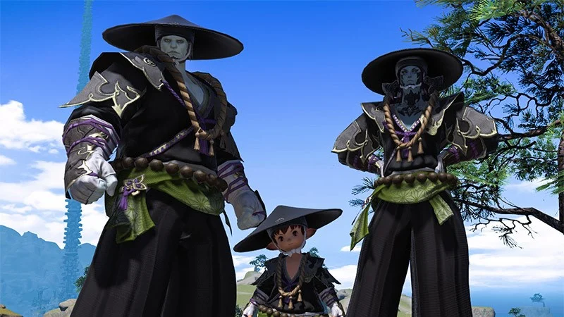Three characters wearing Samuari-like attire