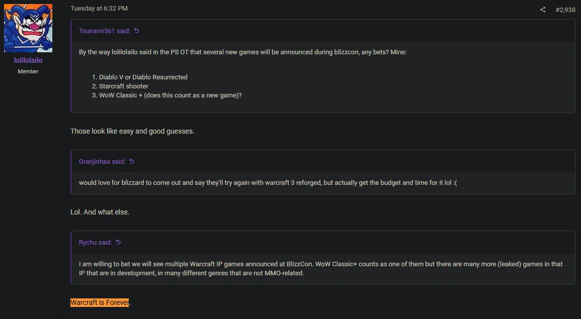 warcraft forever on resetera
