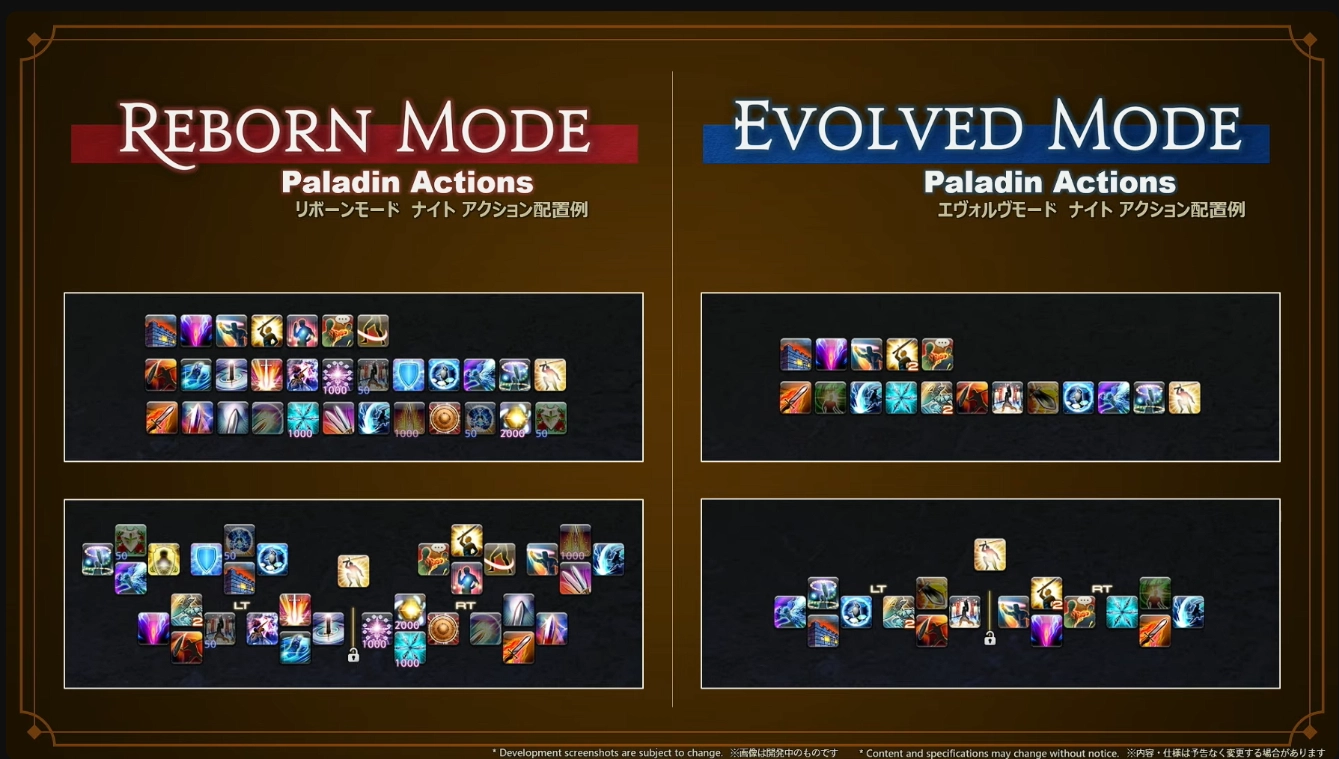 A screenshot comparing Reborn Mode and Evolved Mode