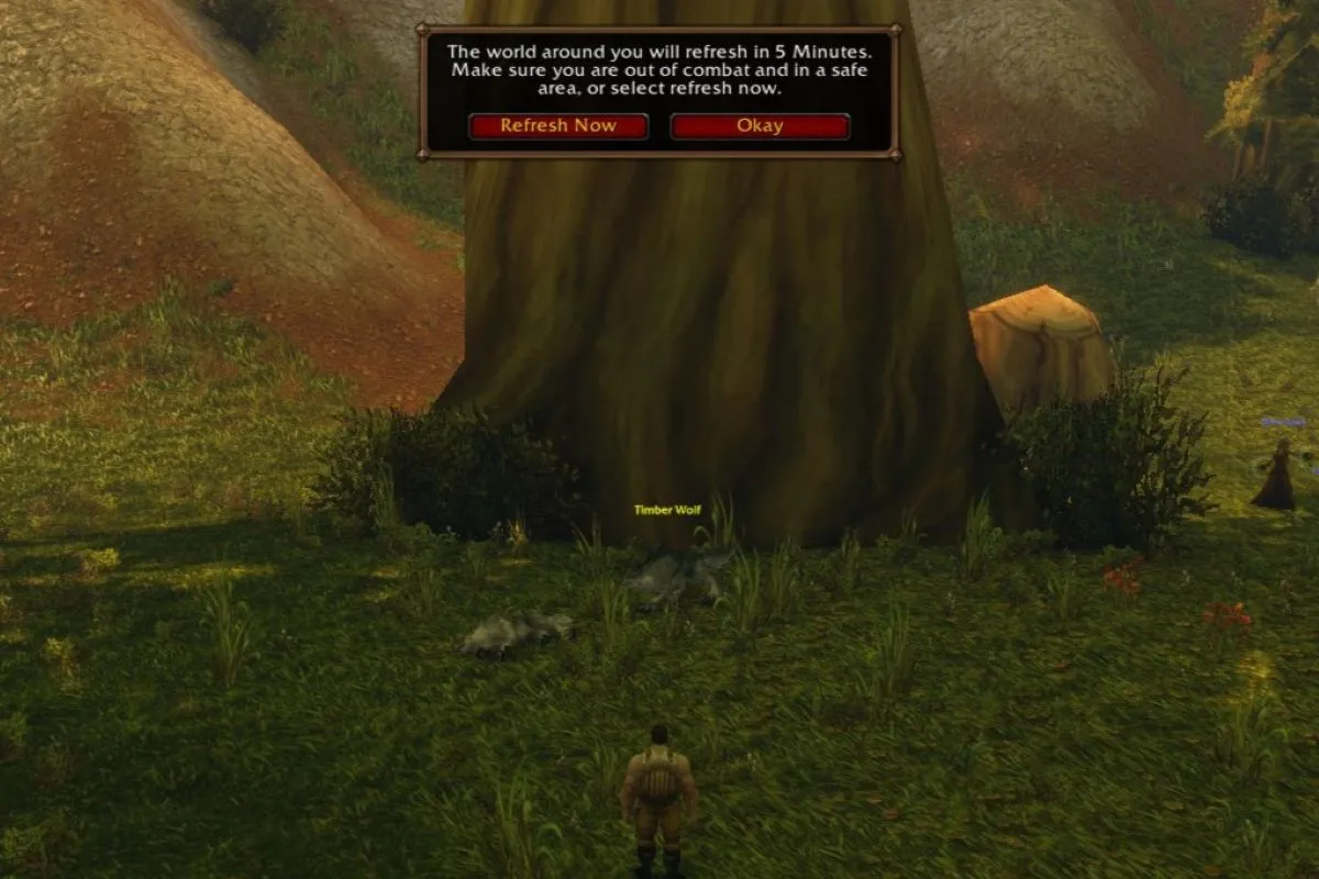 A layer refresh popup appears over a player in the Human starting area