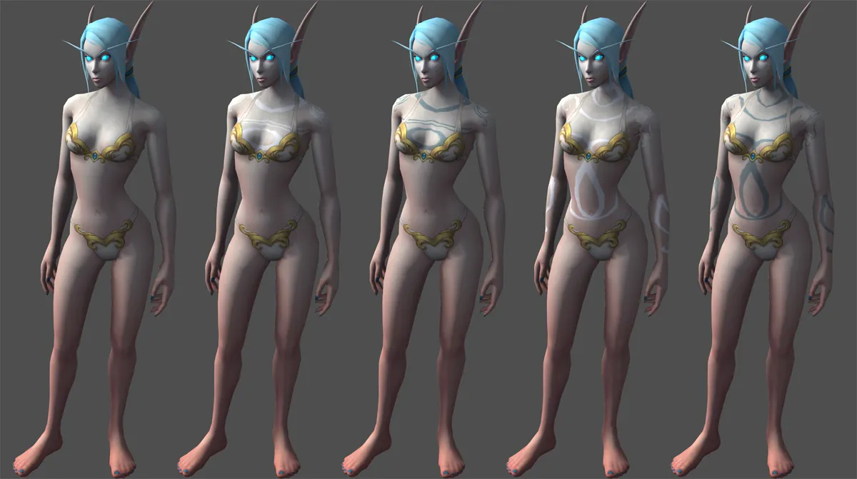 Skyborne Female Body Tattoo Customizations.