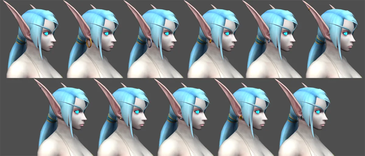 Skyborne Female Earring Customizations.