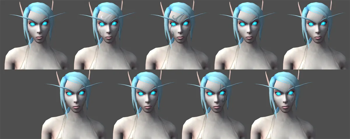 Skyborne Female Face Tattoo Customizations.