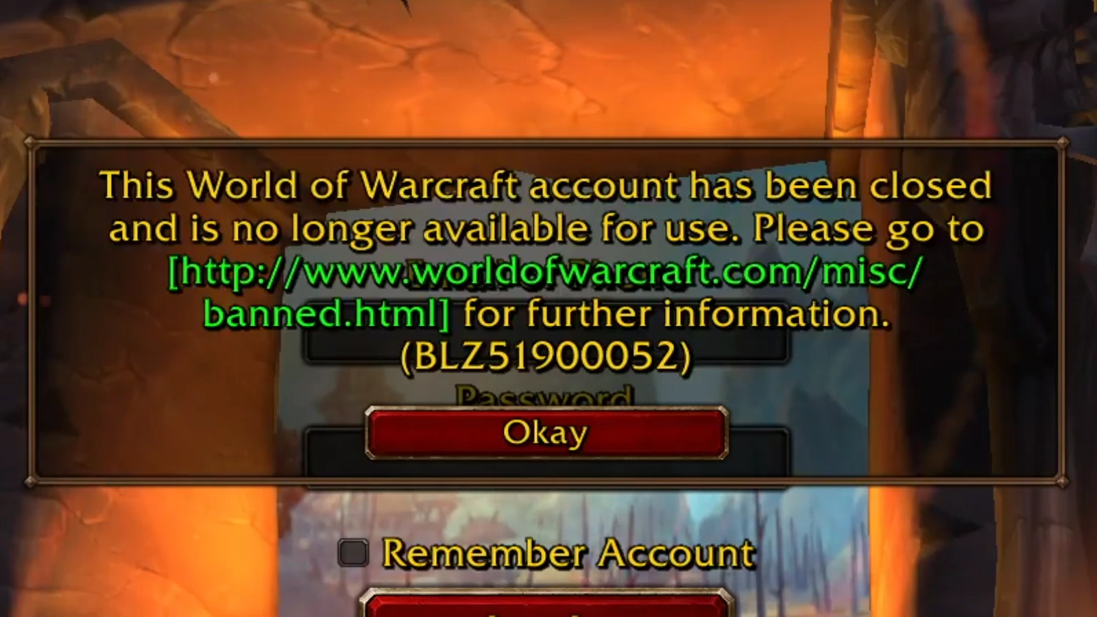 Account Ban message