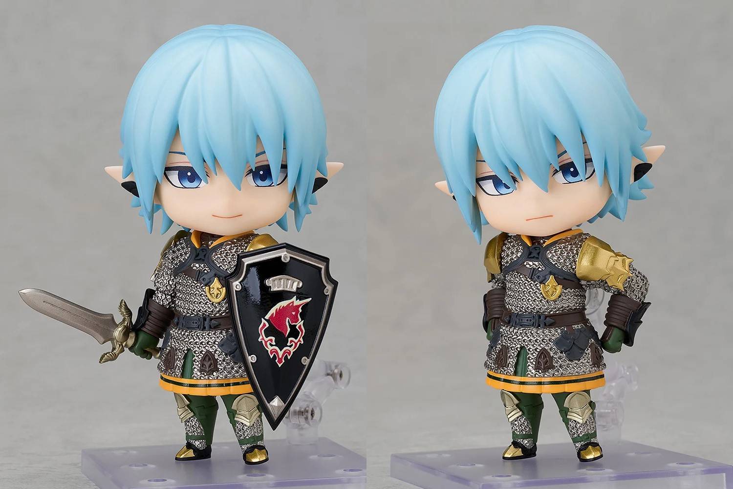 Two shots of Nendoroid Haurchefant with his smiling and serious faces